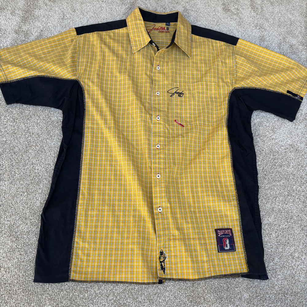 Shadyy Ltd Future Classic Button Up Shirt Men's S/S Size Large Gold Check